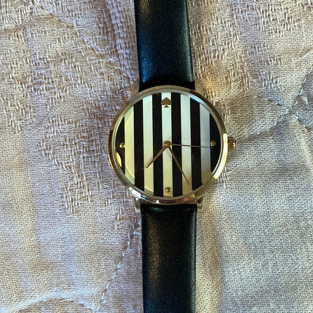 Kate Spade white & black stripe watch